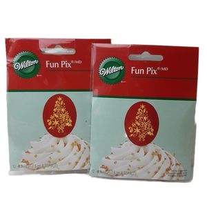 🍒4 for $20🍒 24pcs. WILTON Fun Pix Foil Christmas Tree Cupcake Picks
